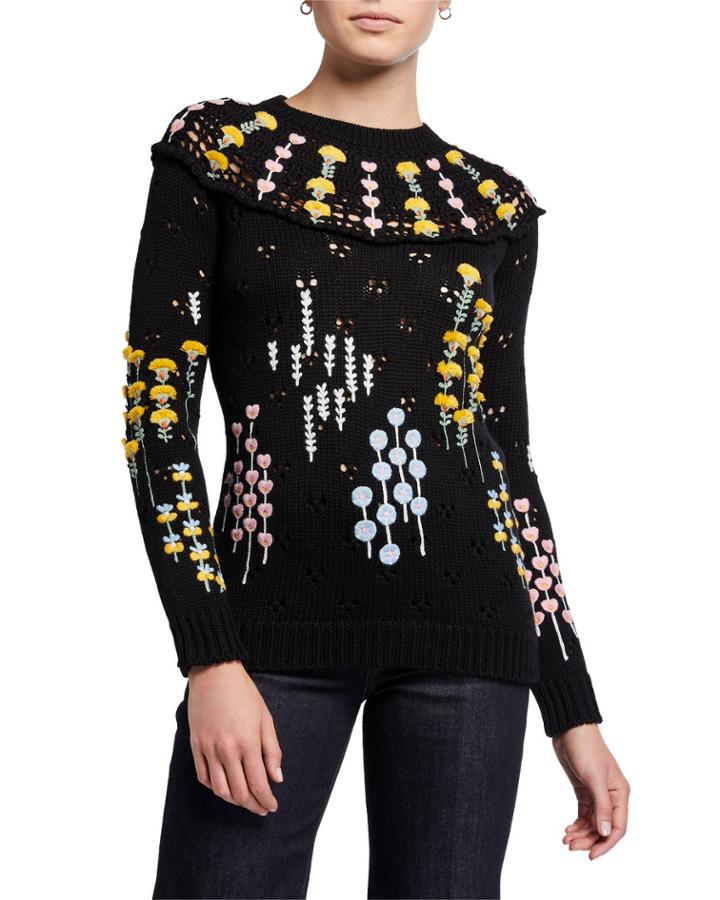 Embellished Floral Wool