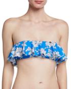 Floral-print Ruffle Bandeau Bikini Top