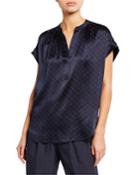 Dot-print Foulard Silk Short-sleeve Top