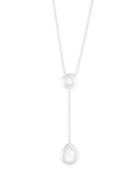 925 Lollipop Pear-shaped Y-drop Necklace In Mother-of-pearl Doublet With Diamonds