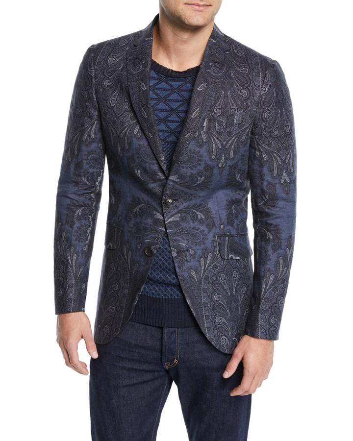 Men's Paisley-print Sport Coat Jacket