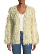 Fuzzy Fringe Open-front Cardigan