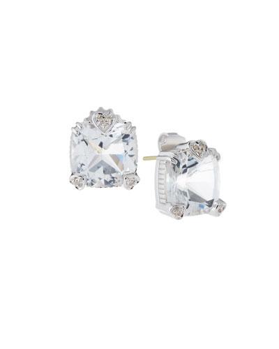 Fontaine Cushion-cut Crystal Button Earrings