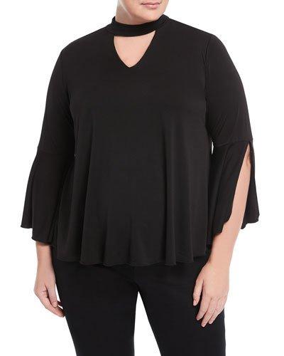 3/4-sleeve Cutout Swing Top,