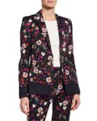 Floral Jacquard One-button Jacket