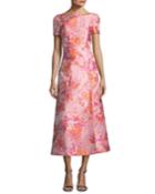 Washed Bouquet Jacquard Cocktail Dress