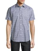 Windowpane Woven Short-sleeve