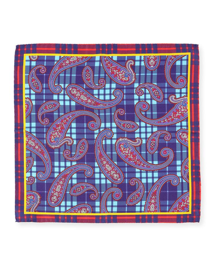Paisley And Plaid Silk Pocket