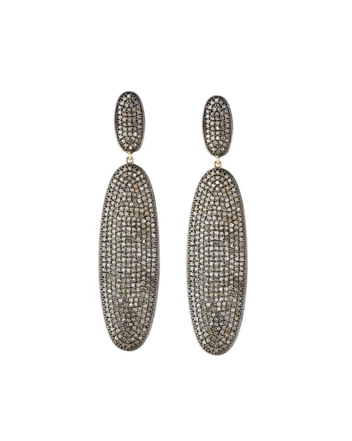 Diamond Pave Elongated Drop Earrings