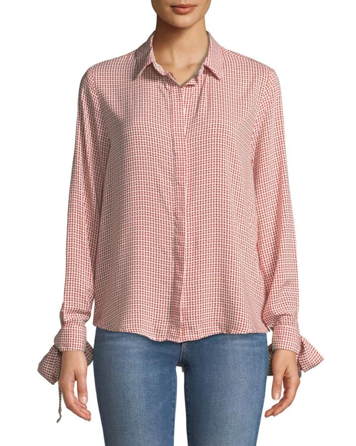 Larissa Tie-cuff Button-front Blouse