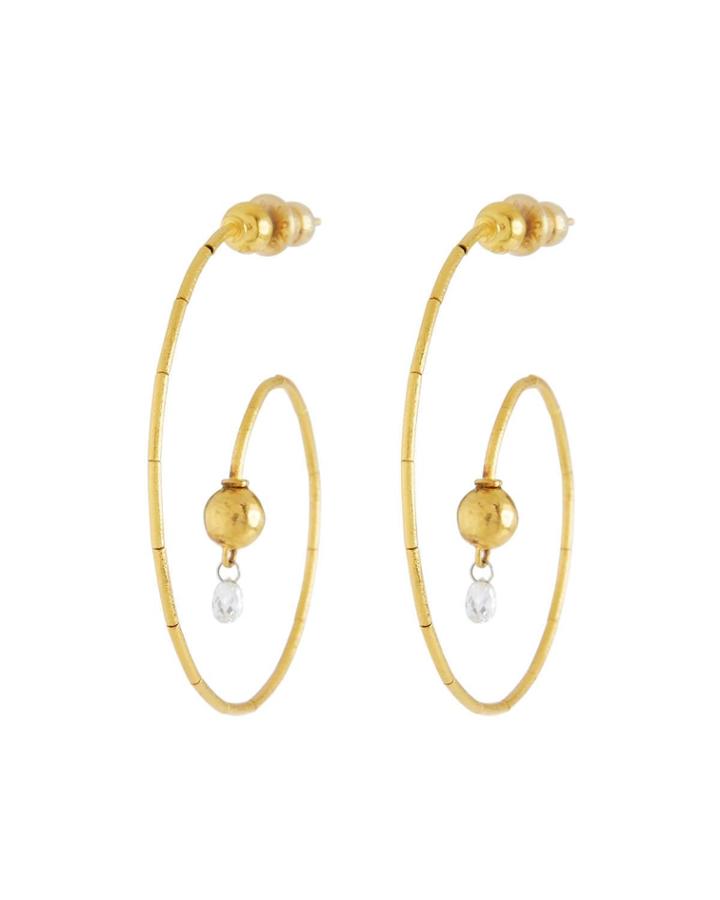 Dew G-spring 24k Gold Diamond Briolette Earrings