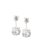 Round Cz Crystal Double-drop Earrings