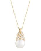 14k Freshwater Pearl & Diamond Crossover Necklace
