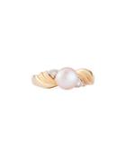 14k Yellow Gold Lavender Pearl Ring W/ Diamonds, 0.06tcw,