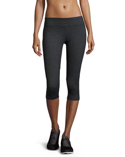 Flat-waist Capri Leggings, Heather Black