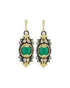 Old World 18k Green Onyx Cabochon Drop Earrings