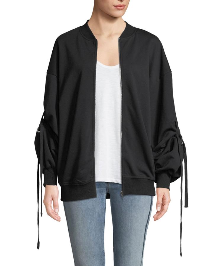 Lace-up Gathered-sleeve Jacket