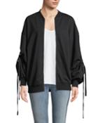 Lace-up Gathered-sleeve Jacket
