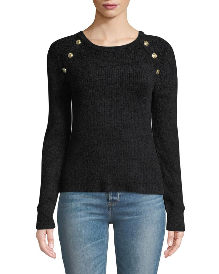 Crewneck Sweater With Button Details