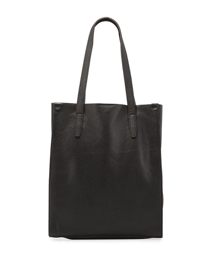 Pebbled Leather Shopper Tote Bag