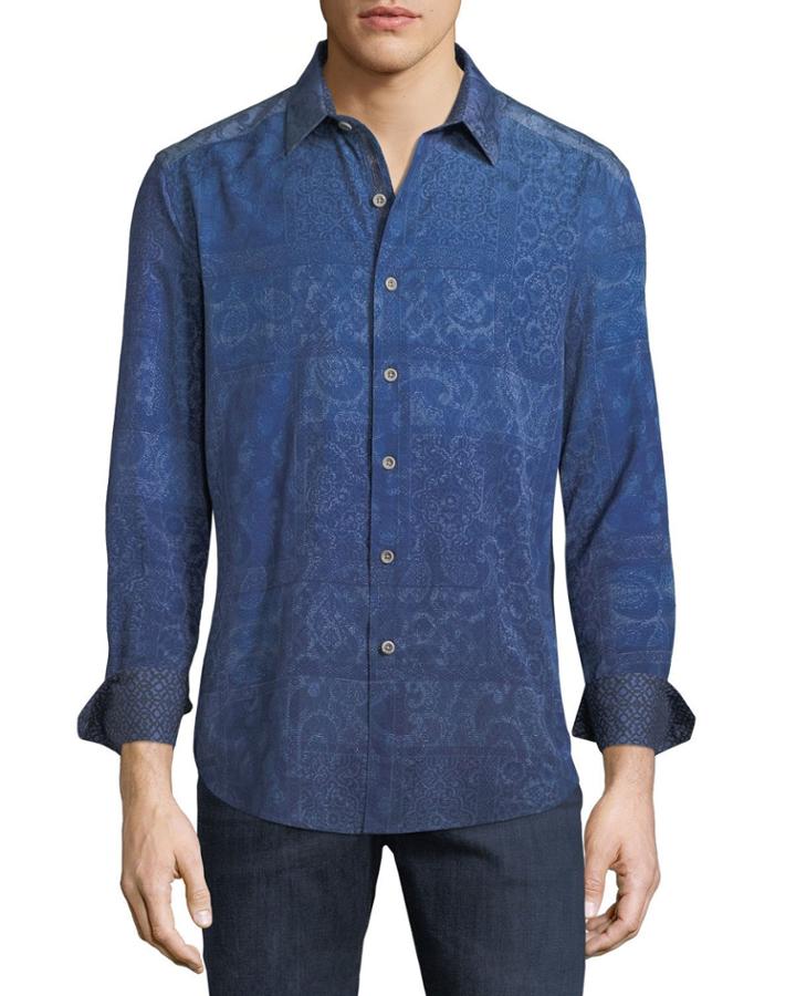 Classic-fit Blue-mountain Paisley Jacquard