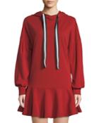 French Terry Hooded Flounce Dress