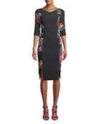 Double-slit Prism Floral-print Dress