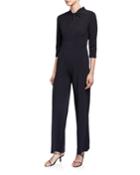 Knot Keyhole-neck Crepe Jumpsuit