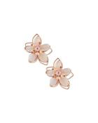 Beaded Flower Stud Earrings, Pink