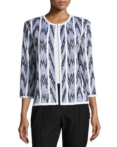 Chevron-print Straight-fit Jacket, White/black