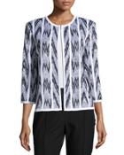 Chevron-print Straight-fit Jacket, White/black