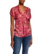 Floral Print Front Twist Top