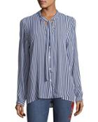 Adrianna Striped Tie-neck Blouse