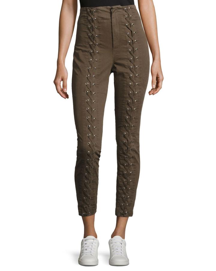 Kingsley Lace-up High-waist Pants
