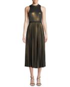 Sleeveless Metallic Jersey Cocktail Dress