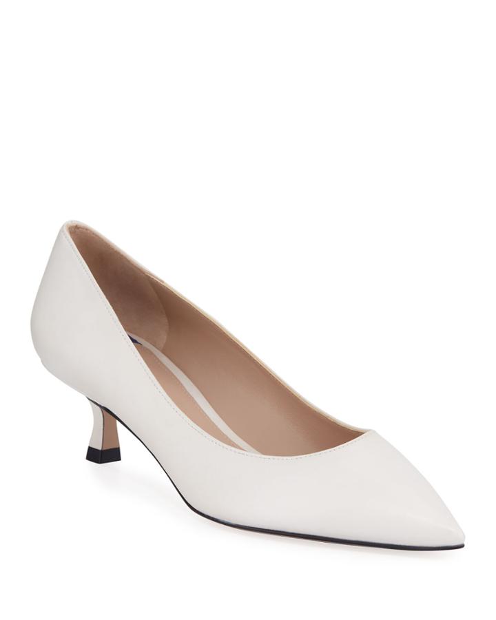 Tippi Low-heel Leather Pointed-toe Pumps