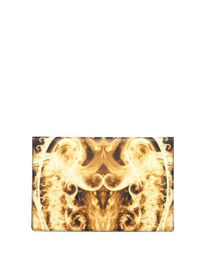 Flame-print Pvc Clutch Bag