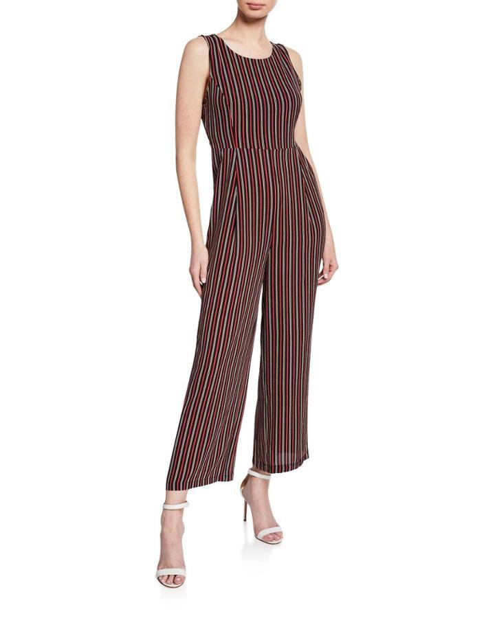 Stripe Sleeveless Wide-leg Jumpsuit
