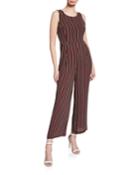 Stripe Sleeveless Wide-leg Jumpsuit