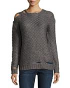 Deconstructed Diamond-knit Sweater, Dark Gray