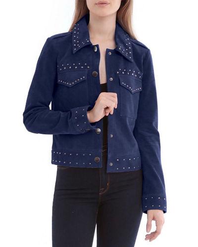 Stud-trim Suede Trucker Jacket