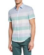 Men's Engineered Stripe Short-sleeve Button-down