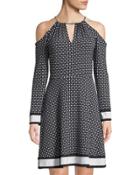 Chain-neck Cold-shoulder Dress