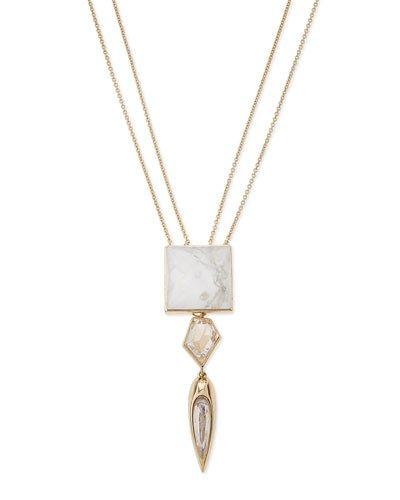 Long Multi-drop Crystal Pendant Necklace,