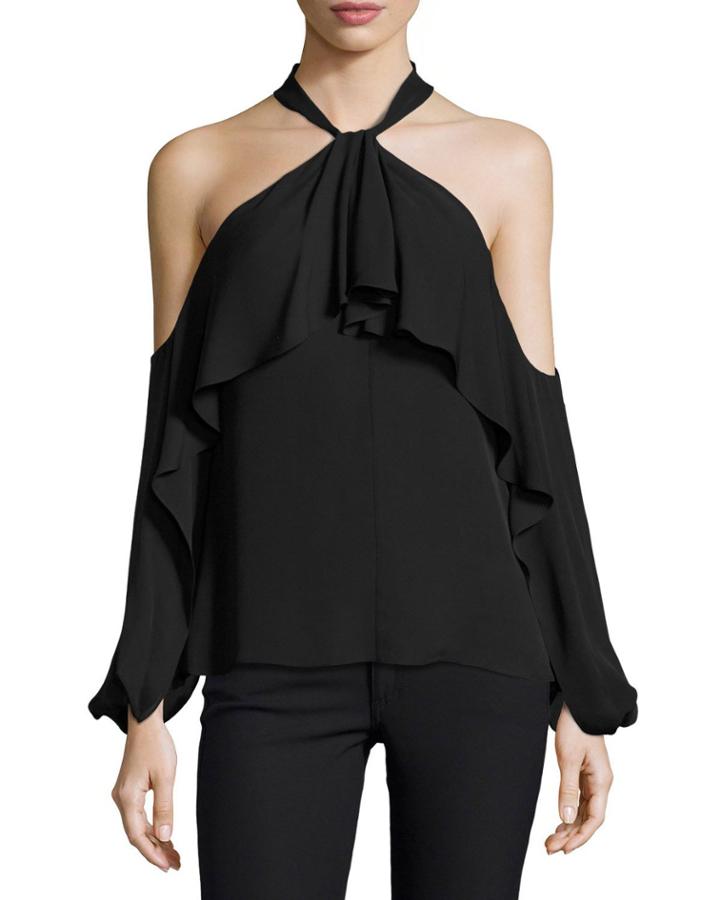 Adrienne Ruffled Cold-shoulder