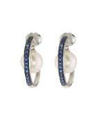 14k Sapphire & Pearl Hoop Earrings