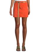 Belted Button-front Suede