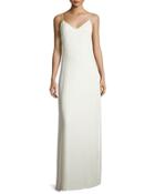 Sleeveless Velvet Slip Gown, Ivory