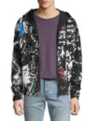 Men's Painted Canvas Zip-front Hoodie