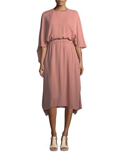Cape Sleeve Crepe Gown